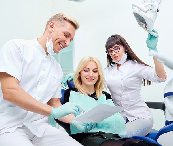 Patient preparing for a dental checkup and cleaning in New York