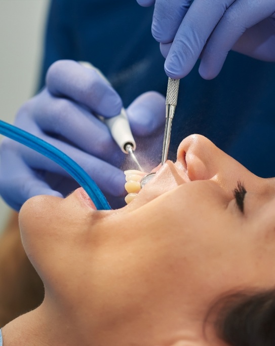 Dental patient receiving gum disease treatment