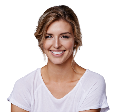 Woman in white tee shirt smiling