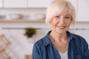 older woman smiling blonde hair